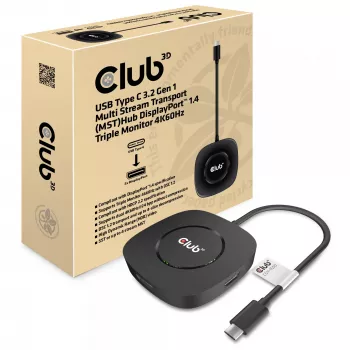 CLUB3D Hub USB Type C 3.2 Gen 1 Multi Stream Transport (MST) DisplayPort 1.4 três monitores