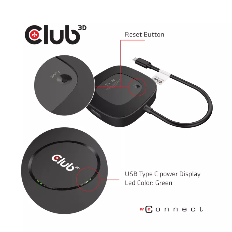 CLUB3D Hub USB Type C 3.2 Gen 1 Multi Stream Transport (MST) DisplayPort 1.4 três monitores