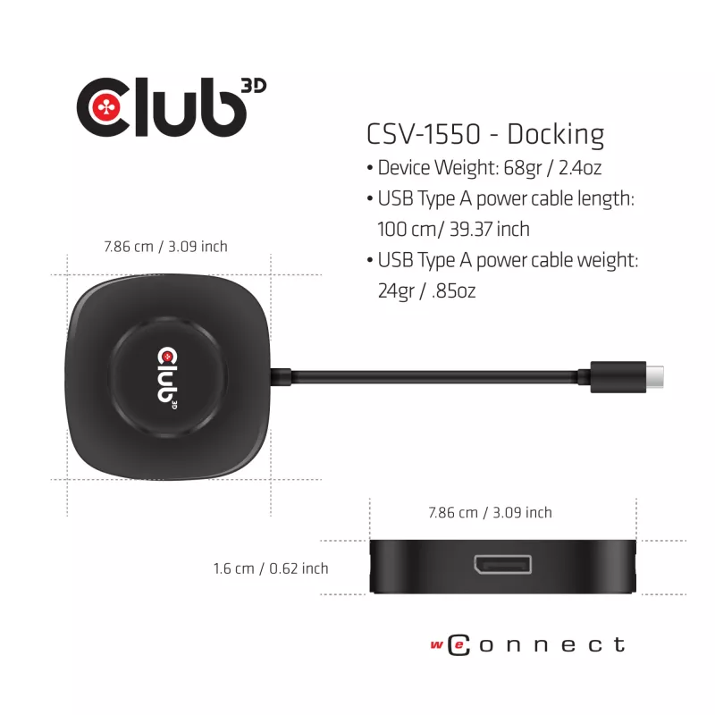 CLUB3D Hub USB Type C 3.2 Gen 1 Multi Stream Transport (MST) DisplayPort 1.4 três monitores