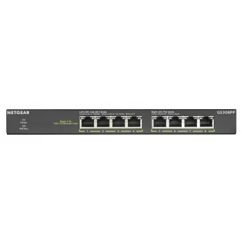 NETGEAR GS308PP Não gerido Gigabit Ethernet (10/100/1000) Power over Ethernet (PoE) preto