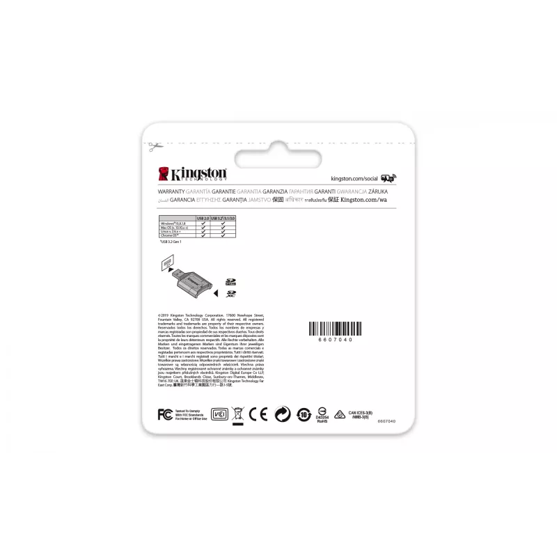 Leitor de cartões Kingston Technology MobileLite Plus USB 3.2 Gen 1 (3.1 Gen 1) Type-A preto