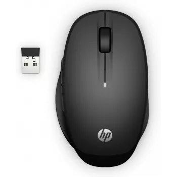 Rato HP Dual Mode Black 300, destro, ótico, RF sem fios, 3600 DPI, preto