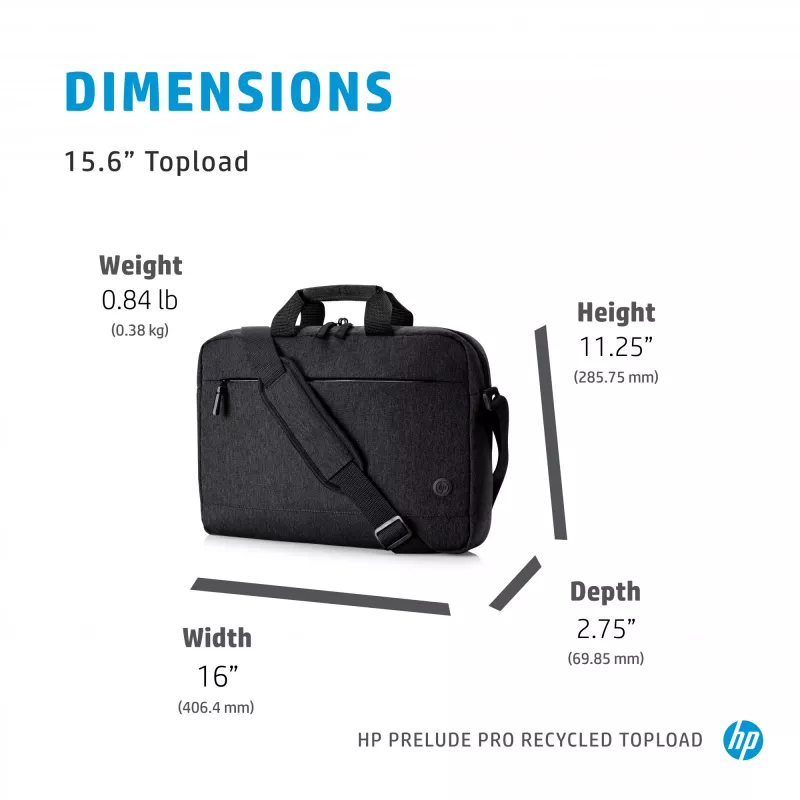 Mala de transporte HP Prelude Pro 15,6 polegadas top loader de material reciclado