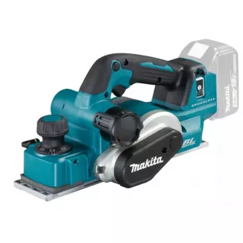 Plaina elétrica manual Makita DKP181Z, 18V, largura de aplainamento 82 mm, espessura máxima de apara 3 mm, velocidade em vazio 12.000 min-1, profundidade de rebaixo 0–25 mm