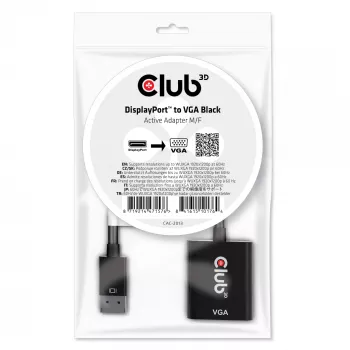 Adaptador ativo CLUB3D DisplayPort™ para VGA preto M/F