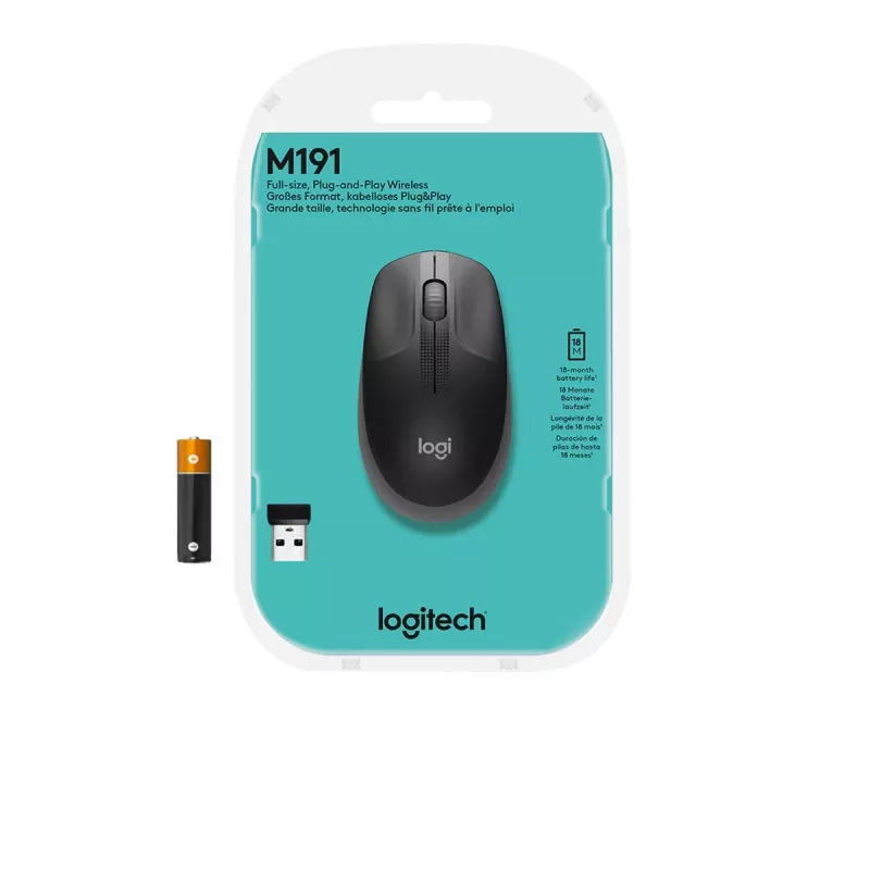 Rato sem fios LOGITECH M190 Full-Size Charcoal