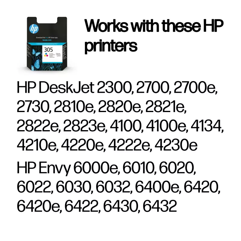 Tinteiro original HP 305 com três cores, ciano, magenta, amarelo, 1 unid., 100 páginas