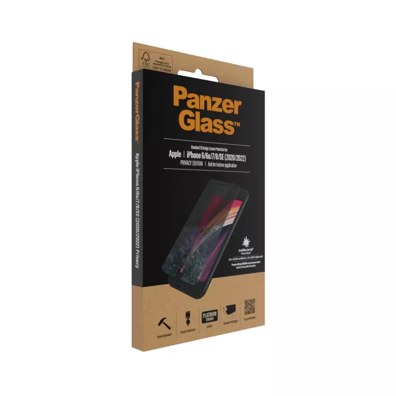 Protetor de ecrã de privacidade PanzerGlass ® iPhone SE (2020/2022) | 8 | 7 | 6 | 6s | Standard Fit