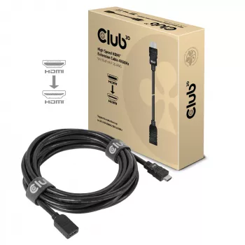 Cabo de extensão HDMI™ High Speed CLUB3D 4K60Hz M/F 5m/16,4ft 26 AWG