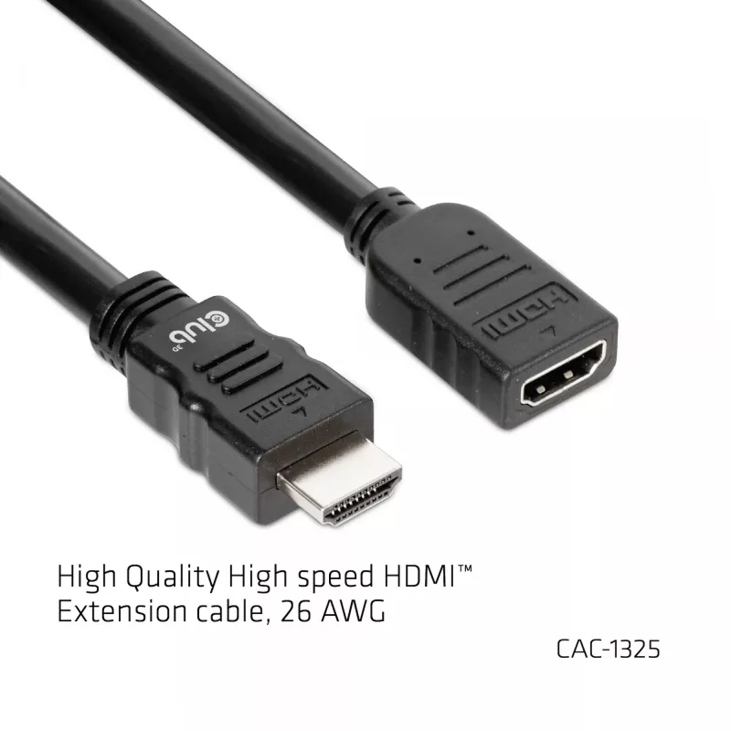 Cabo de extensão HDMI™ High Speed CLUB3D 4K60Hz M/F 5m/16,4ft 26 AWG