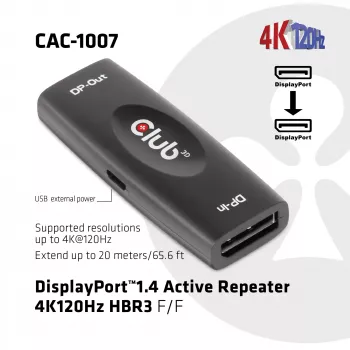 Repetidor ativo DisplayPort CLUB3D CAC-1007 4K120Hz HBR3