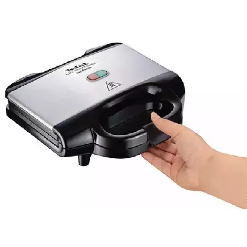 Máquina de sanduíches Tefal SM1572, 700 W, placas de grelhar 230 x 130 mm, aço inoxidável/preto
