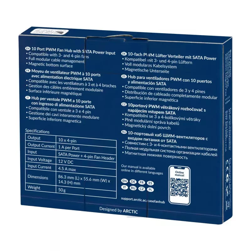 Hub de ventoinhas ARCTIC ACFAN00175A 10 portas PWM com alimentação SATA