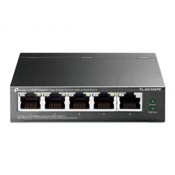 Switch TP-Link 5 portas Gigabit Easy Smart PoE com 4 portas PoE+