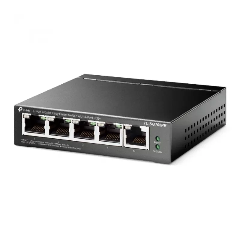 Switch TP-Link 5 portas Gigabit Easy Smart PoE com 4 portas PoE+