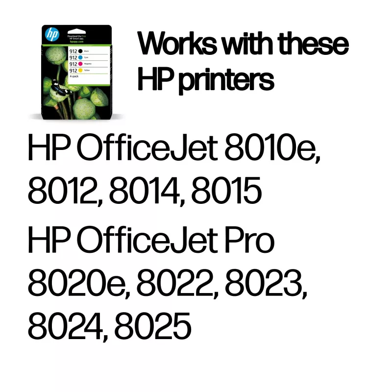 HP 912 pack de 4 preto/ciano/magenta/amarelo tinteiros originais