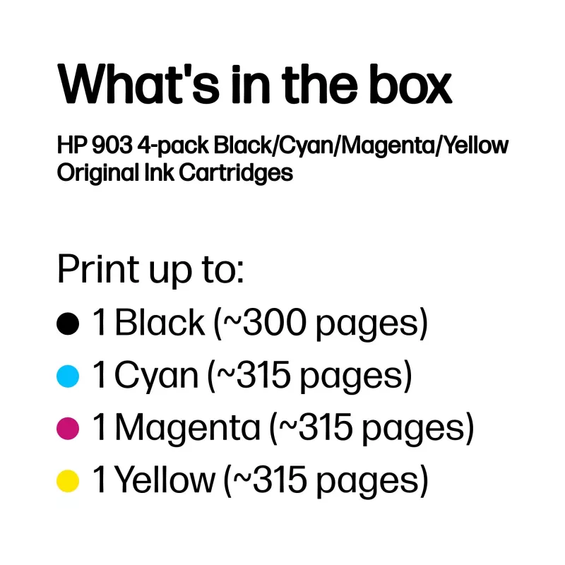 HP 903 pack de 4 preto/ciano/magenta/amarelo tinteiros originais