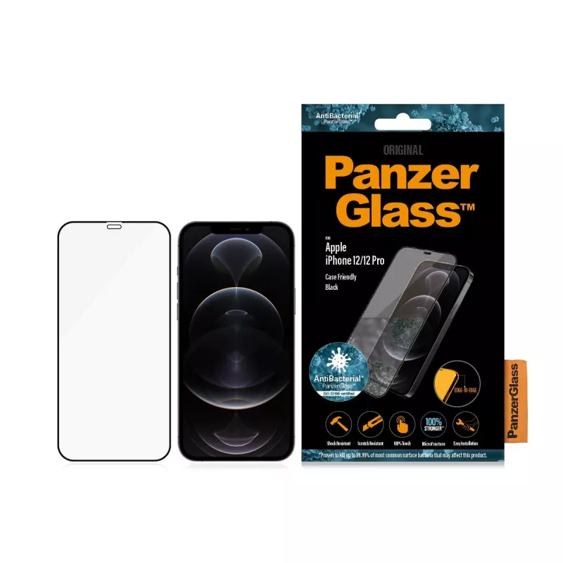 Película de proteção de ecrã PanzerGlass ® iPhone 12 | 12 Pro | Edge-to-Edge