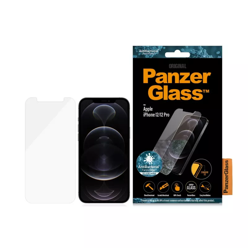 Película de proteção de ecrã PanzerGlass ® iPhone 12 | 12 Pro | ajuste padrão