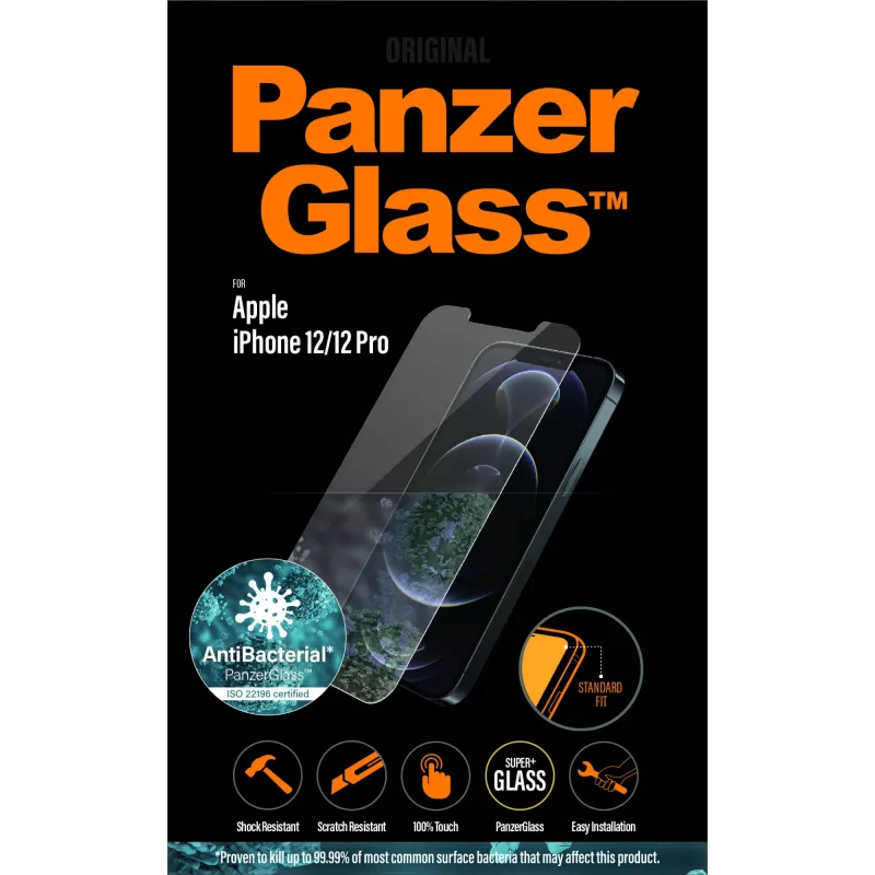 Película de proteção de ecrã PanzerGlass ® iPhone 12 | 12 Pro | ajuste padrão