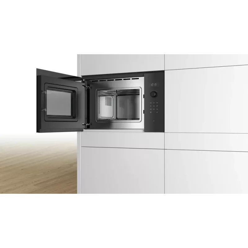 Micro-ondas de encastrar solo Bosch Serie 6 BFL524MB0 — 800 W, 20 L, grelhador, controlo tátil e rotativo, preto