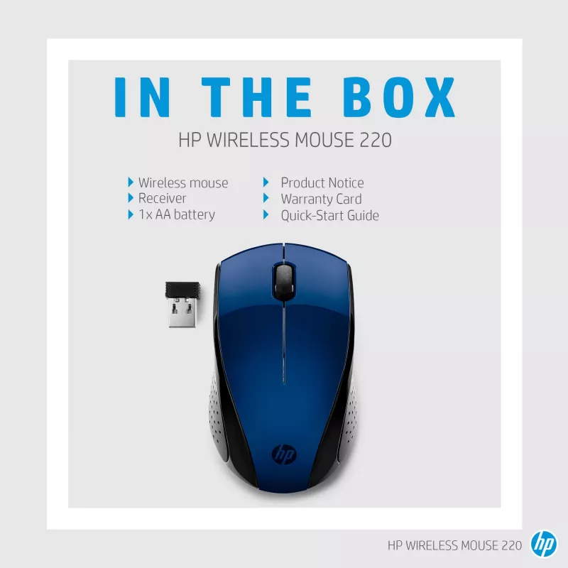 Rato sem fios HP 220 (Lumiere Blue), ambidestro, RF Wireless, azul