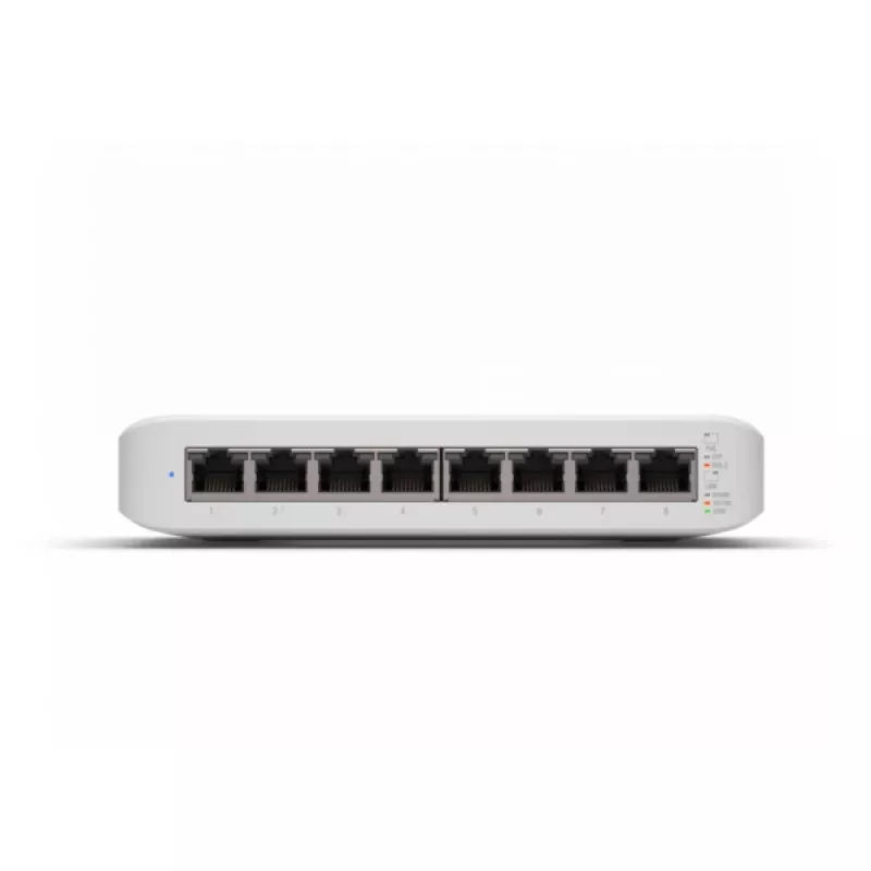 Switch gerido UBIQUITI UniFi Switch Lite 8 PoE L2, 8× Gigabit, 4× PoE+ (30 W/porta), 54 V DC, 60 W consumo