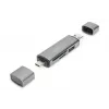 Hub leitor de cartões combo DIGITUS (USB-C+USB 3.0) 1x SD, 1x MicroSD, 1x USB 3.0, cinzento