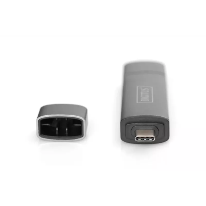 Hub leitor de cartões combo DIGITUS (USB-C+USB 3.0) 1x SD, 1x MicroSD, 1x USB 3.0, cinzento