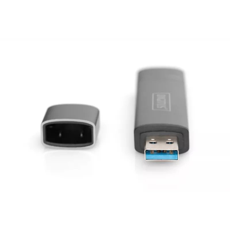 Hub leitor de cartões combo DIGITUS (USB-C+USB 3.0) 1x SD, 1x MicroSD, 1x USB 3.0, cinzento