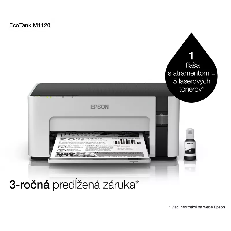 Impressora de jato de tinta Epson EcoTank ET-M1120 — monocromática, A4, 1440x720 DPI, Wi‑Fi, depósito de tinta recarregável