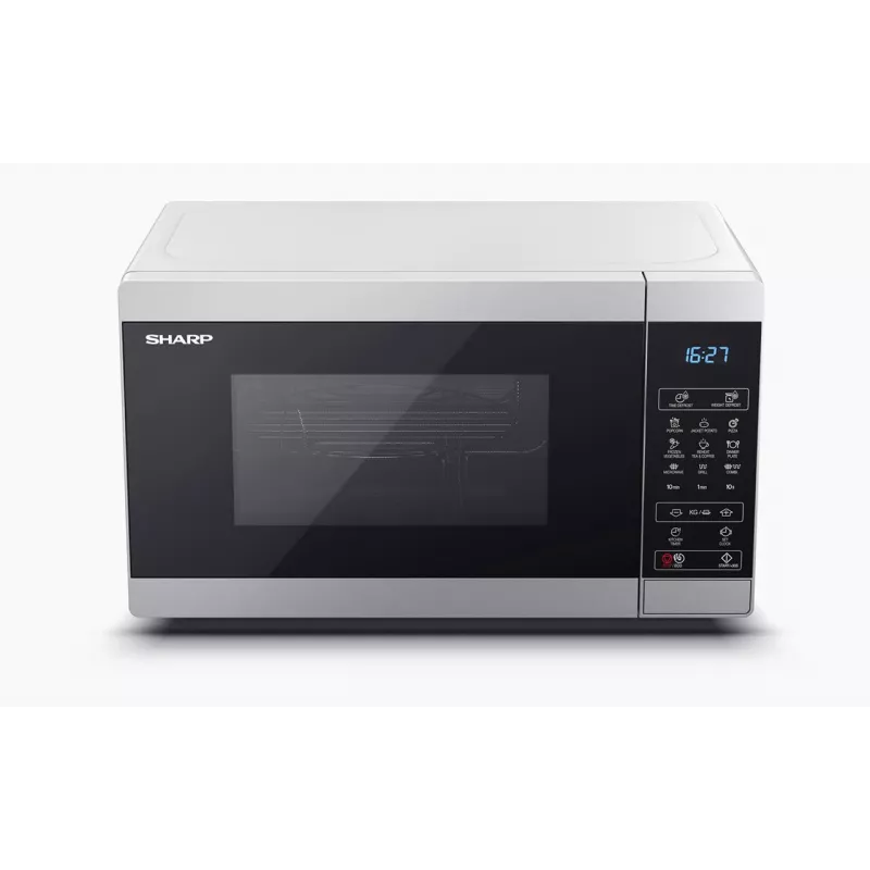Micro-ondas Sharp YC-MG02E-S preto, aço micro-ondas combinado de bancada 20 l 800 W