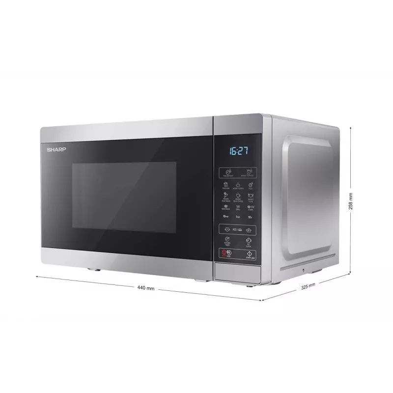 Micro-ondas Sharp YC-MG02E-S preto, aço micro-ondas combinado de bancada 20 l 800 W