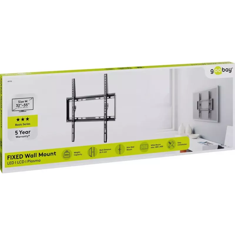 Suporte de parede para TV Goobay Basic FIXED (M) 35 kg 32-55 polegadas VESA 200-400 mm