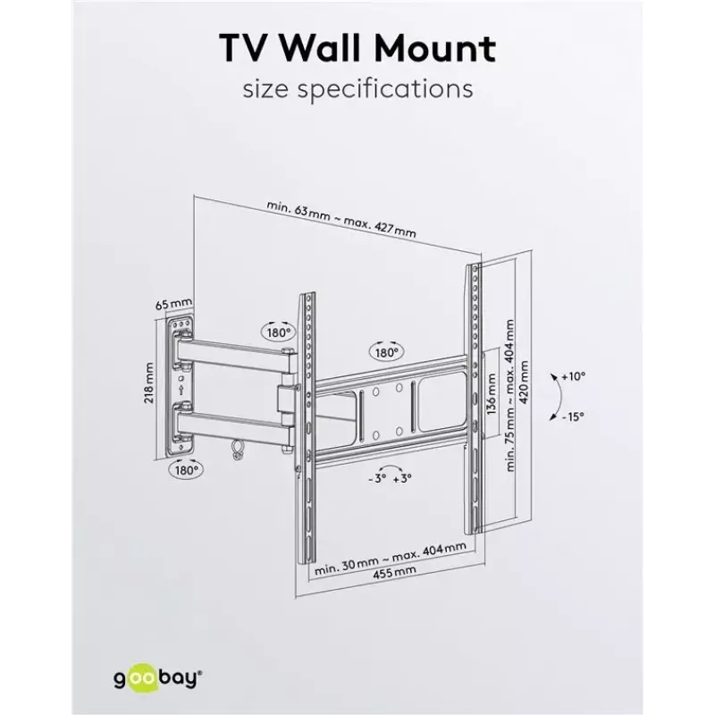 Suporte de parede para TV Goobay Basic FULLMOTION M 35 kg 32-55 polegadas