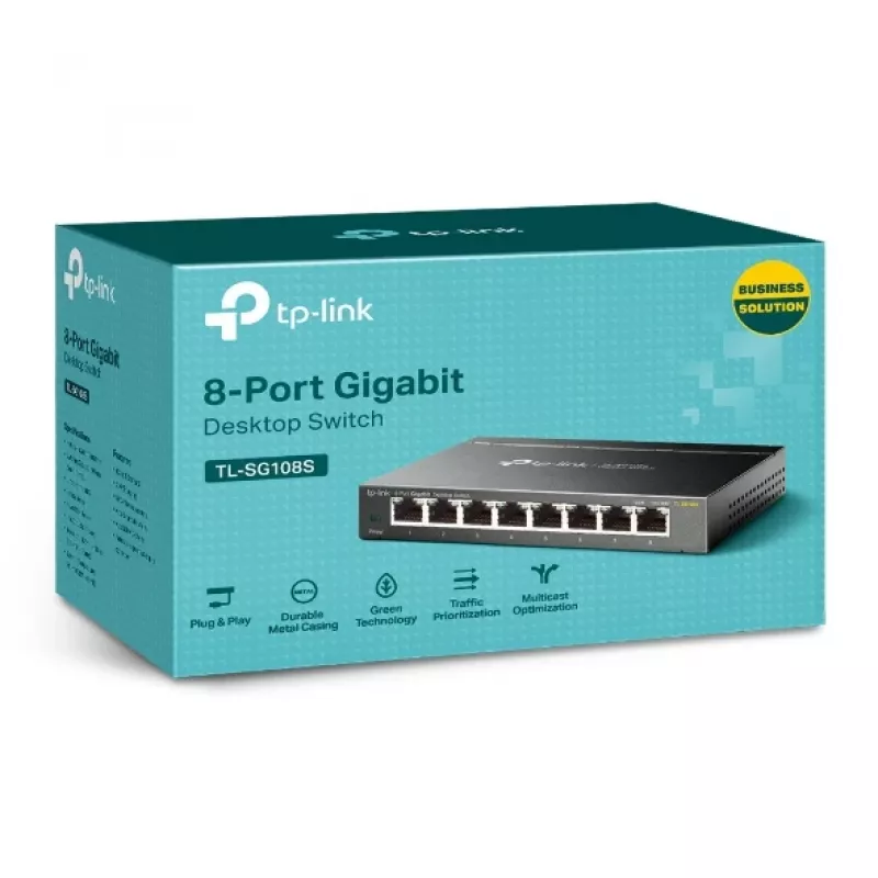 Switch de rede TP-Link TL-SG108S 8 portas 10/100/1000Mbps