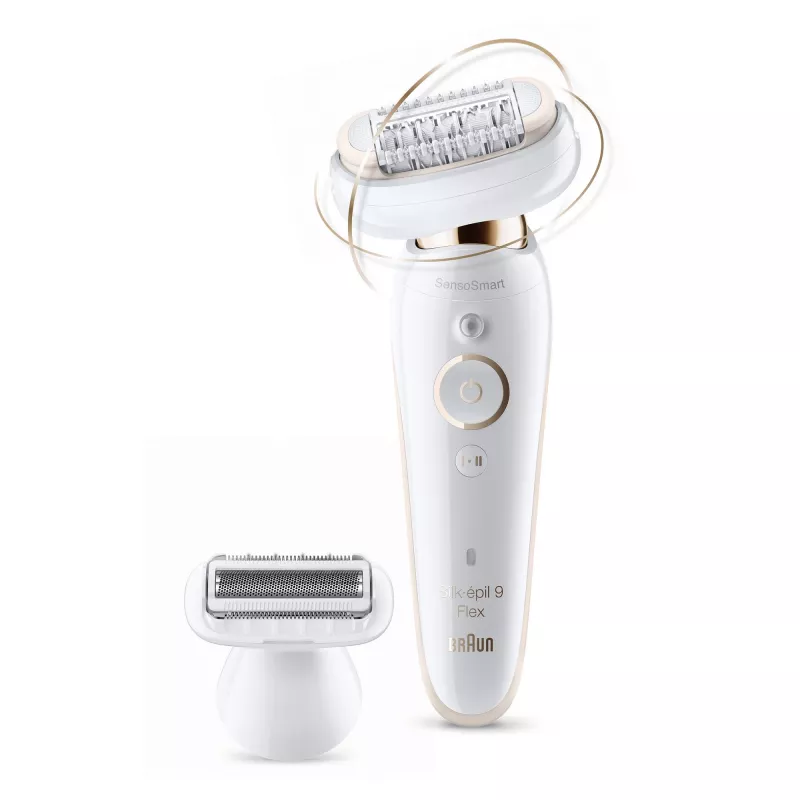 Depiladora BRAUN Silk-epil 9 Flex SES9002 — 40 minutos de autonomia, molhado e seco, 40 pinças, 2 velocidades, branco/dourado