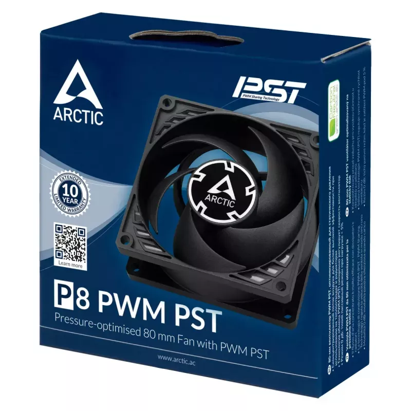 ARCTIC P8 PWM PST - ventoinha de 80 mm otimizada para pressão com PWM PST
