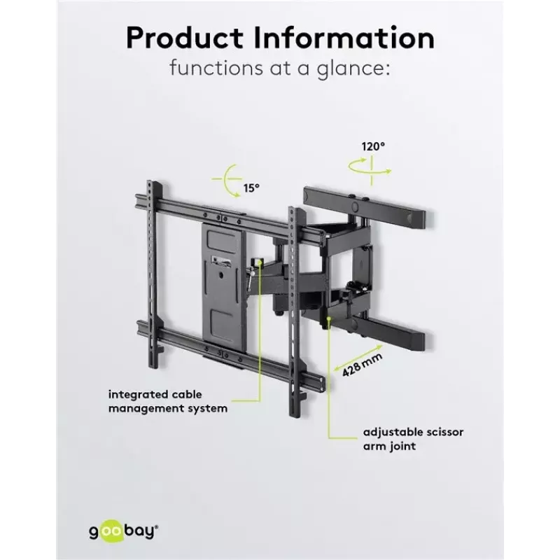 Suporte de parede para TV Goobay Pro FULLMOTION (L) 60 kg 37–70 polegadas