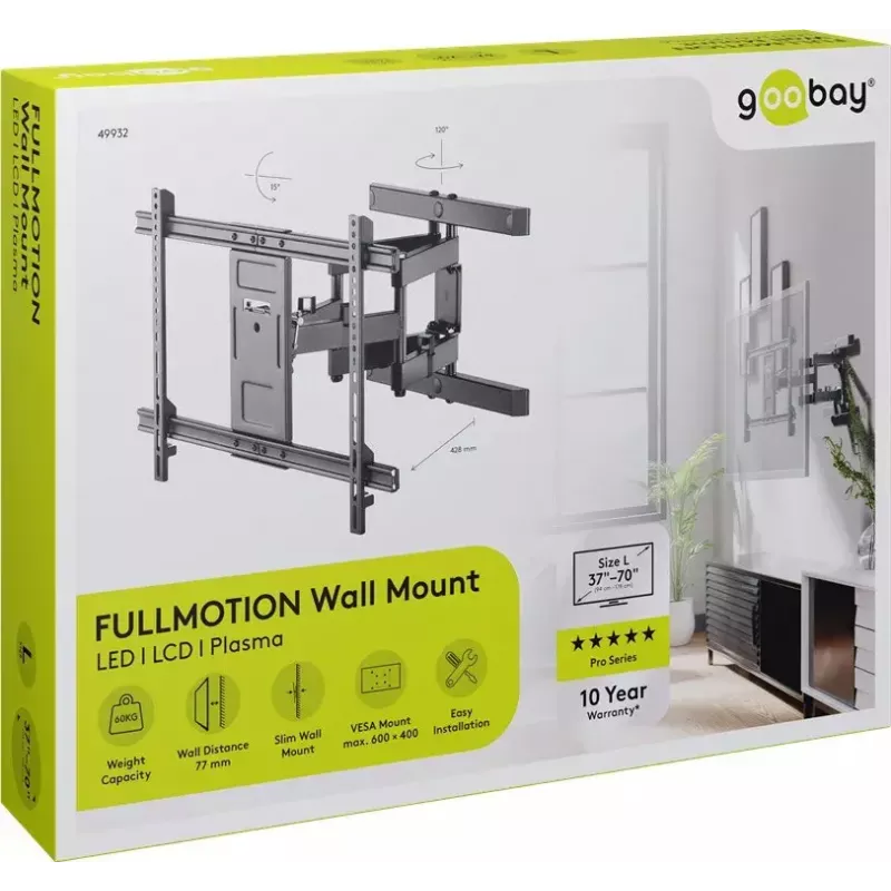 Suporte de parede para TV Goobay Pro FULLMOTION (L) 60 kg 37–70 polegadas