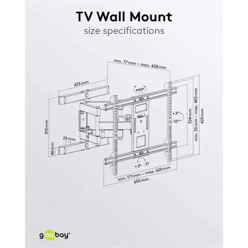 Suporte de parede para TV Goobay Pro FULLMOTION (L) 60 kg 37–70 polegadas