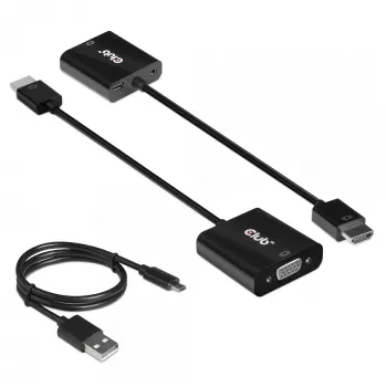 Adaptador de cabo de vídeo CLUB3D CAC-1302 0,5 m HDMI tipo A (Standard) VGA (D-Sub) preto