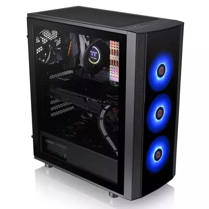 Caixa para PC Thermaltake Versa J25 TG RGB Midi Tower preto