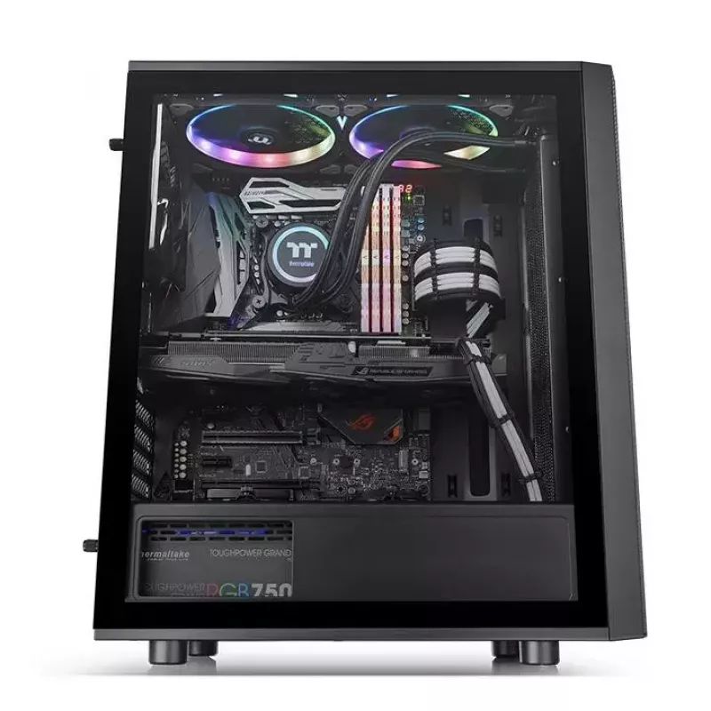 Caixa para PC Thermaltake Versa J25 TG RGB Midi Tower preto