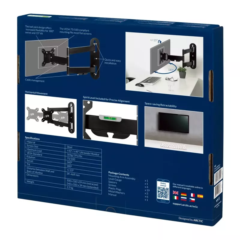 ARCTIC W1C - suporte de parede com braço articulado extensível