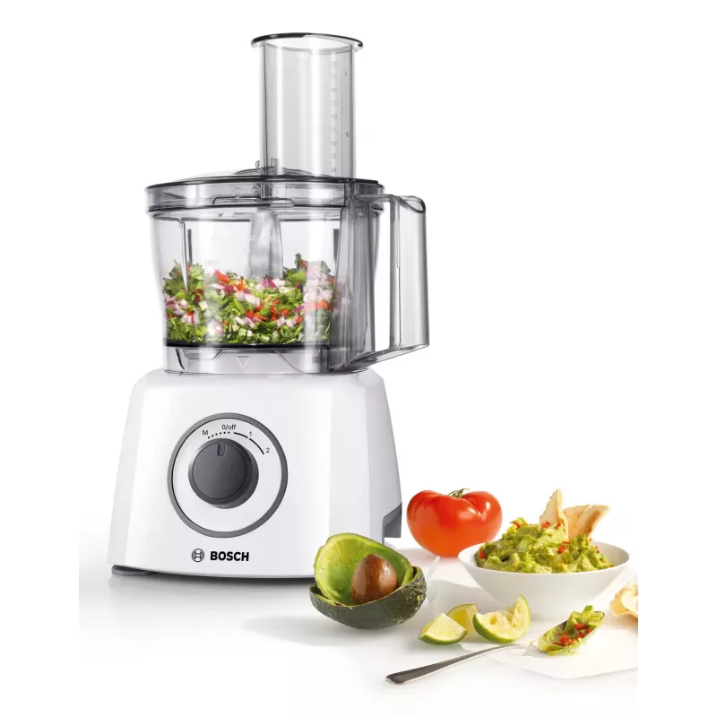 Robot de cozinha Bosch MCM3100W — 800 W, taça de 2,3 L, 2 velocidades, turbo, branco