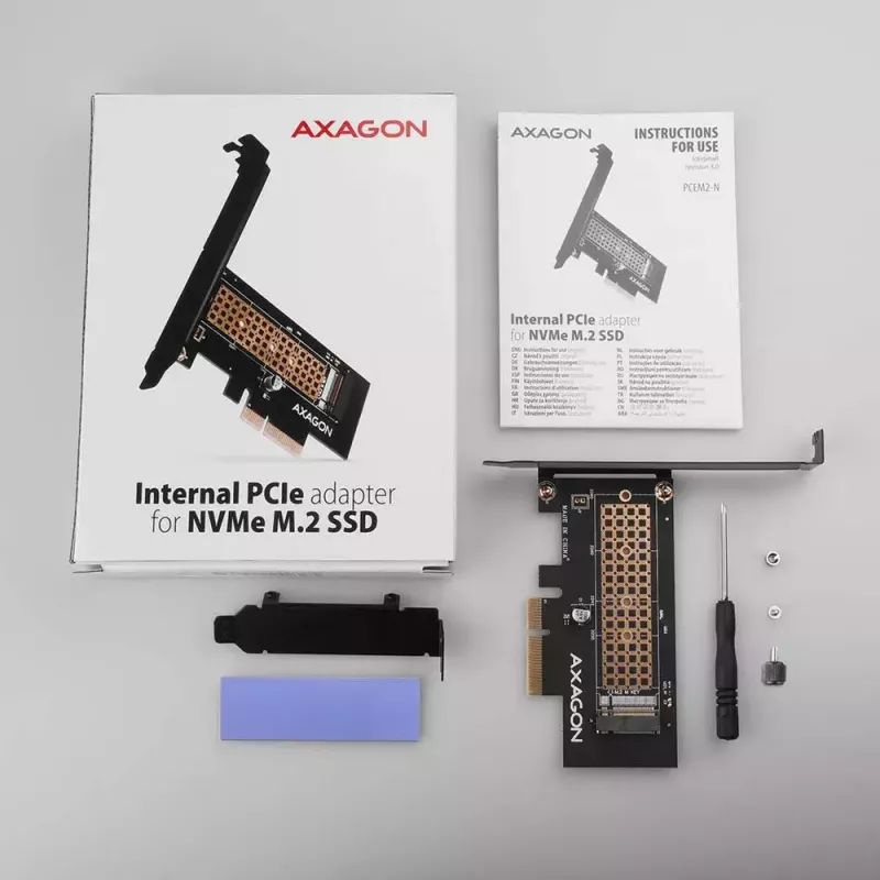 AXAGON ECO PCEM2-N adaptador PCIE NVME M.2 adaptador interno PCI-Express x4 para ligar um disco SSD NVMe M.2 ao computador