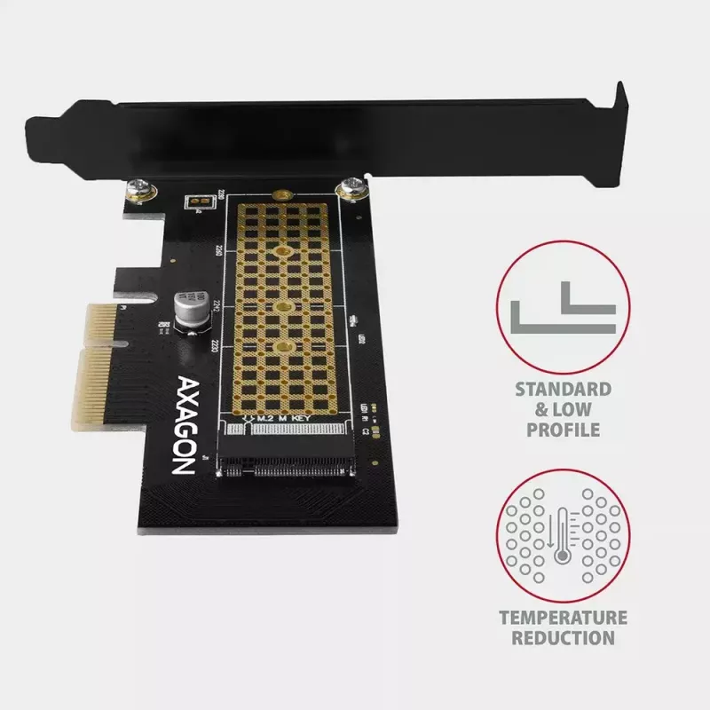 AXAGON ECO PCEM2-N adaptador PCIE NVME M.2 adaptador interno PCI-Express x4 para ligar um disco SSD NVMe M.2 ao computador