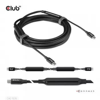 CLUB3D Cabo USB 3.2 Gen2 Type C para C Ativo Bidirecional 8K60Hz M/M 5m/16.4ft