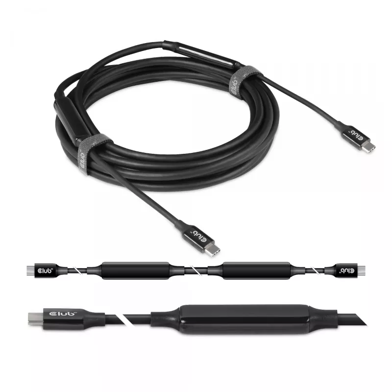 CLUB3D Cabo USB 3.2 Gen2 Type C para C Ativo Bidirecional 8K60Hz M/M 5m/16.4ft